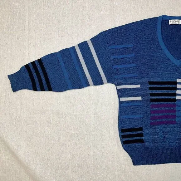 St. Croix KnitsVintage 90s Wool & Mohair Blue Long Sleeve SweaterMedium